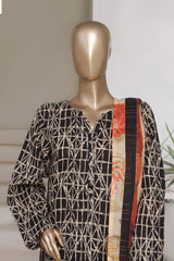 Sada Bahar Stitched 3 Piece Printed Cotton With Farshi Shalwar Vol-02 Suit-FS-273-Black