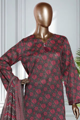Bin Saeed Stitched 3 Piece Exclusive Printed Lawn Vol-02 Suit-LSM-2741 GRAY