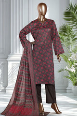Bin Saeed Stitched 3 Piece Exclusive Printed Lawn Vol-02 Suit-LSM-2741 GRAY