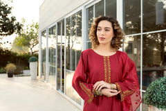Panache Apparel Stitched Shirt Collection-Maroon Sleek