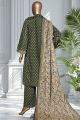 Bin Saeed Stitched 3 Piece Exclusive Printed Lawn Vol-02 Suit-LSM-2743 GREEN