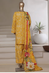 Sada Bahar Stitched 3 Piece Printed Cotton With Farshi Shalwar Vol-02 Suit-FS-274-Yellow