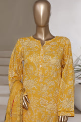 Sada Bahar Stitched 3 Piece Printed Cotton With Farshi Shalwar Vol-02 Suit-FS-274-Yellow
