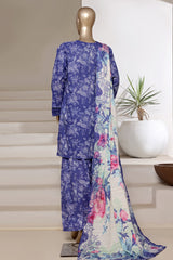 Sada Bahar Stitched 3 Piece Printed Cotton With Farshi Shalwar Vol-02 Suit-FS-275-Royal Blue