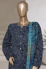 Sada Bahar Stitched 3 Piece Printed Cotton With Farshi Shalwar Vol-02 Suit-FS-277-Blue