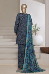 Sada Bahar Stitched 3 Piece Printed Cotton With Farshi Shalwar Vol-02 Suit-FS-277-Blue