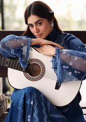 Sardinia Unstitched 3 Piece Emb Lawn Eid Suit-Terrace Blue