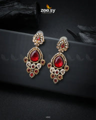 Hibiscus Earrings Golden Red - Zeesy Jewellery