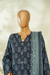 Bin Saeed Stitched 3 Piece Exclusive Printed Lawn Vol-04 Suit-LSM-2825-BLUE