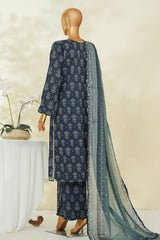 Bin Saeed Stitched 3 Piece Exclusive Printed Lawn Vol-04 Suit-LSM-2825-BLUE