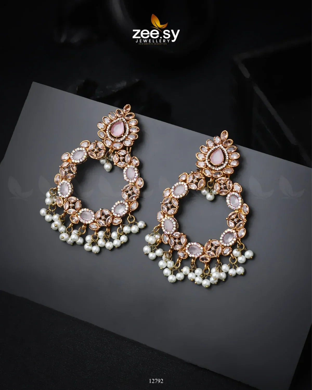 Anamta's Earrings Golden Mint Pink - Zeesy Jewellery