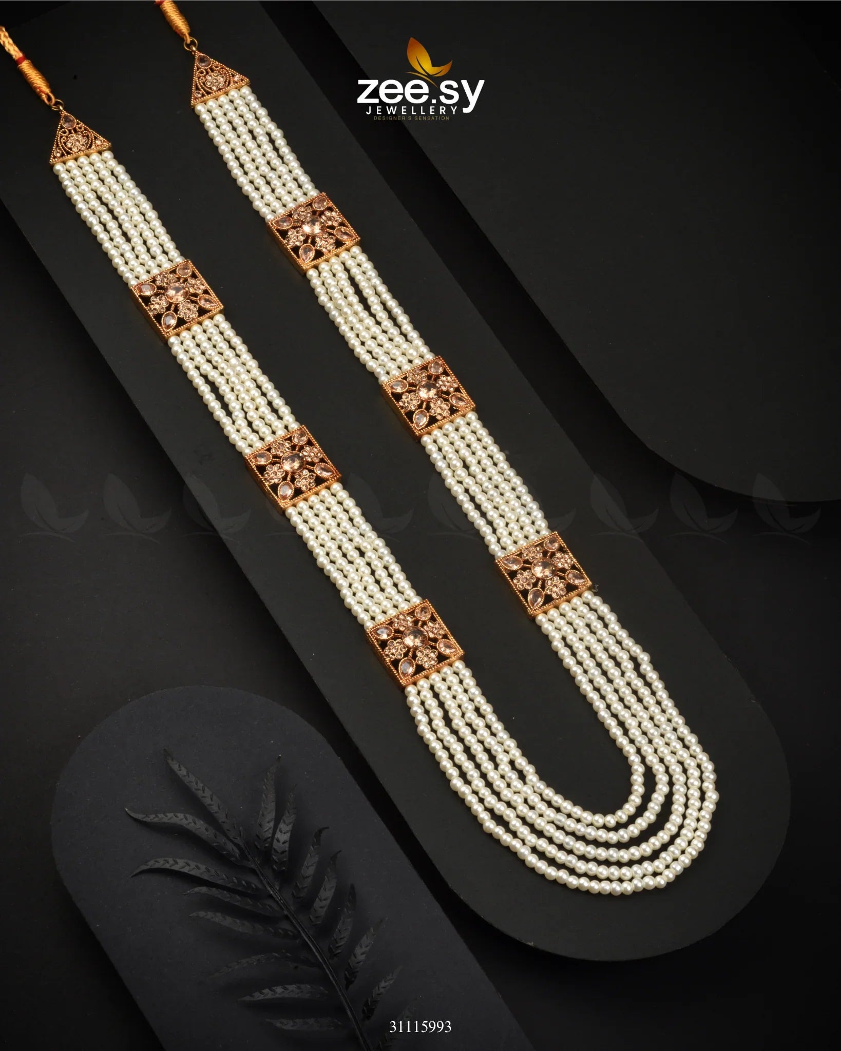 Heritage Malla Regal Necklace Golden Champagne - Zeesy Jewellery