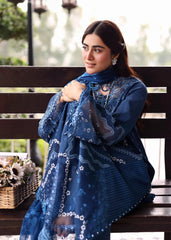 Sardinia Unstitched 3 Piece Emb Lawn Eid Suit-Terrace Blue