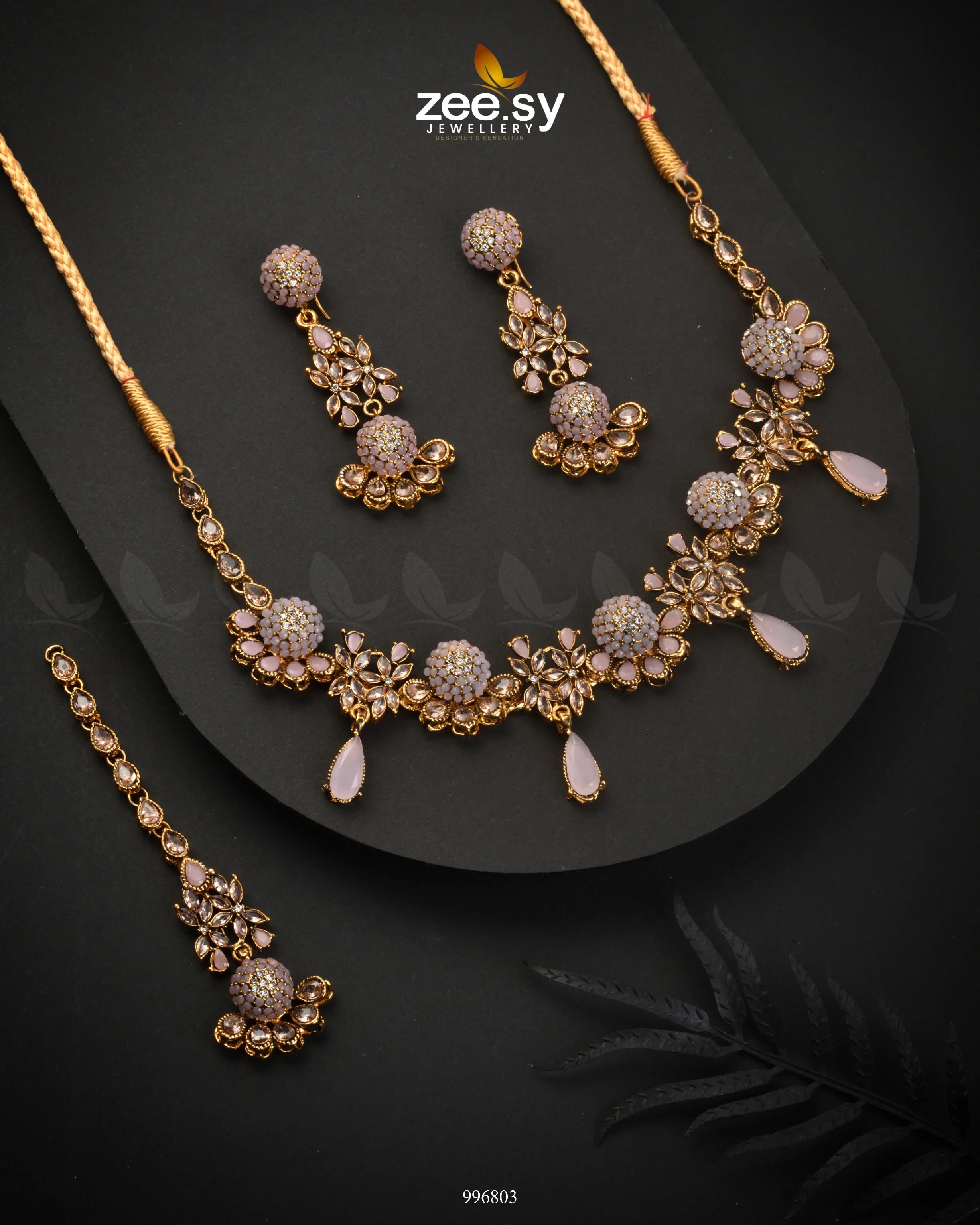 Achimenes Necklace Set Mint pink - Zeesy Jewellery