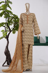 Bin Saeed Stitched 3 Piece Exclusive Printed Farshi Shalwar Vol-01 Suit-LSM-2985-CREAM