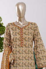 Bin Saeed Stitched 3 Piece Exclusive Printed Farshi Shalwar Vol-01 Suit-LSM-2985-CREAM