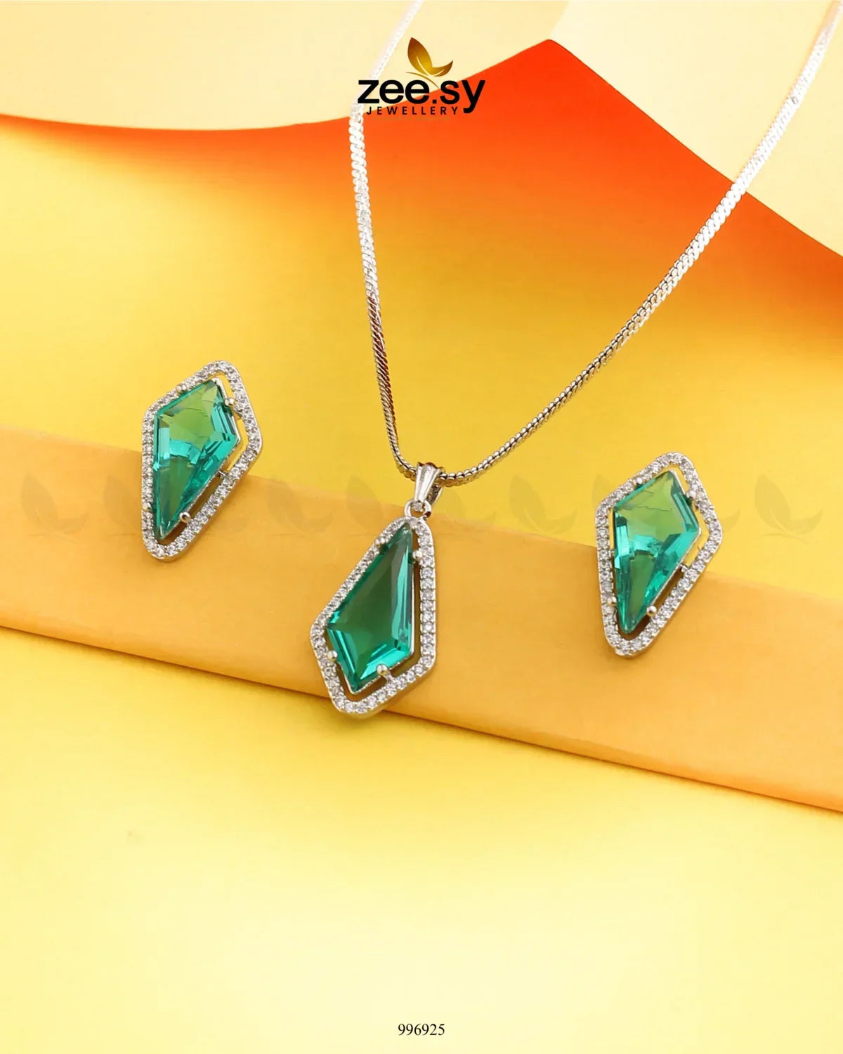 Gladiolus Pendant Set Teal - Zeesy Jewellery