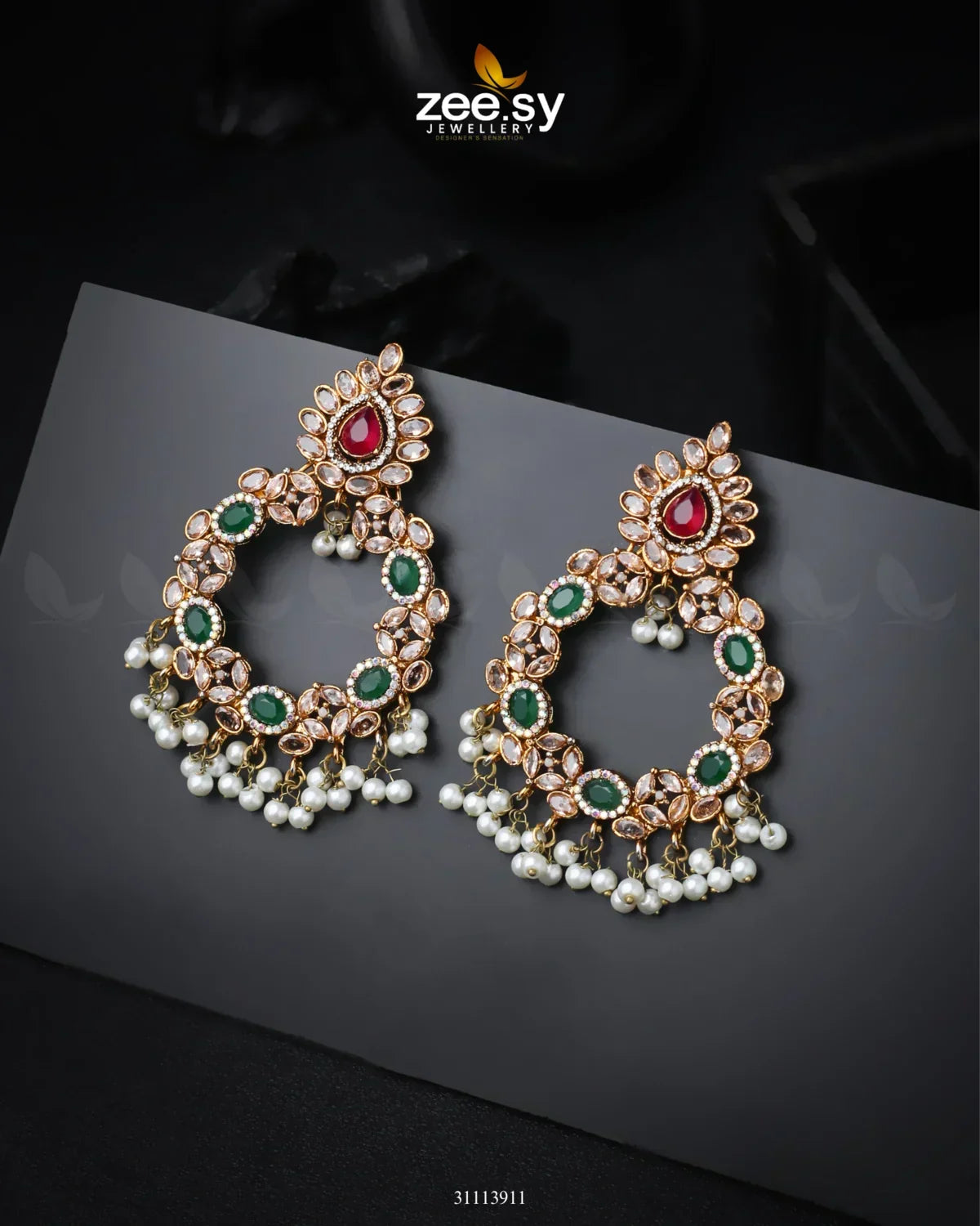 Anamta's Earrings Red & Green - Zeesy Jewellery