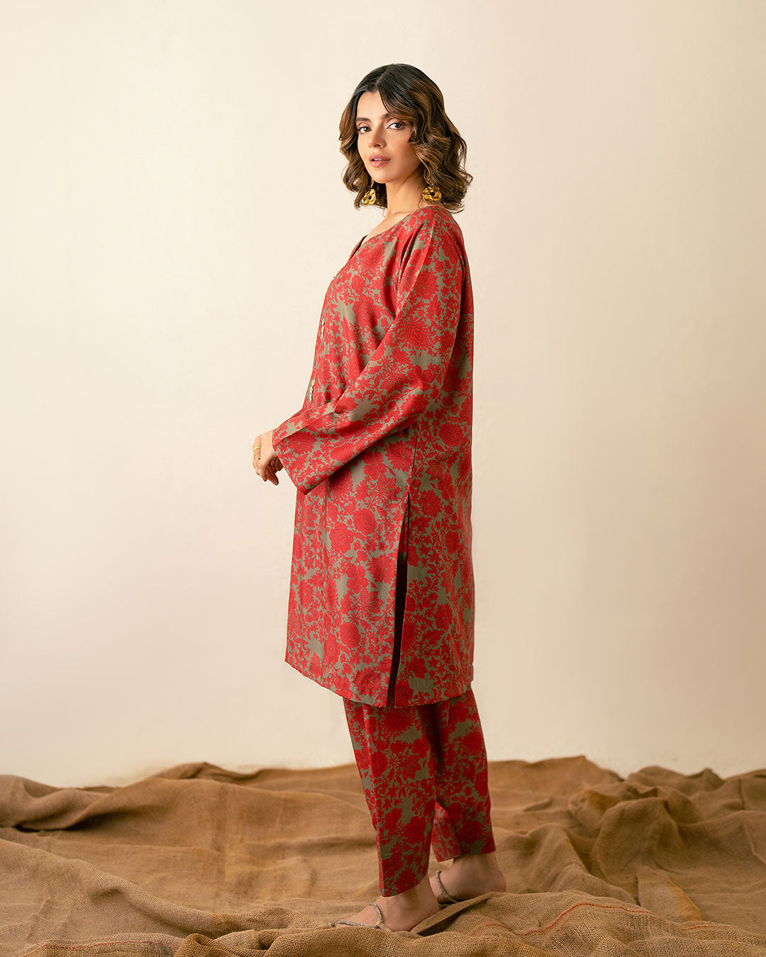 Ayla Studio Stitched PRINTED ESSENTIAL 2PC CO-ORD - Sage