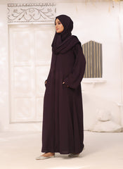 Nooriya: Dark Purple Zoom Nida Front Open Abaya