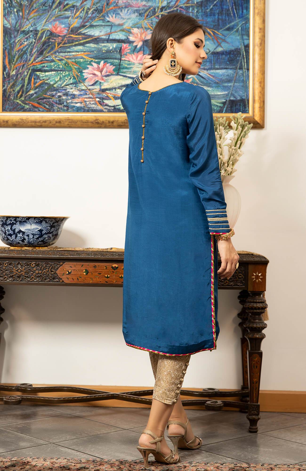 Joy Pret By Zaaviay Stitched Mavi (Kurti Only)
