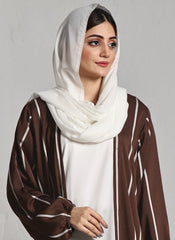 Hijab Ul Hareem Front Close Double Breast Zoom Fabric Brown Abaya (0122-P-712)