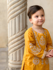 Khanak Stitched Kids-Yellow Embroidered 2Pcs Suit KST 111