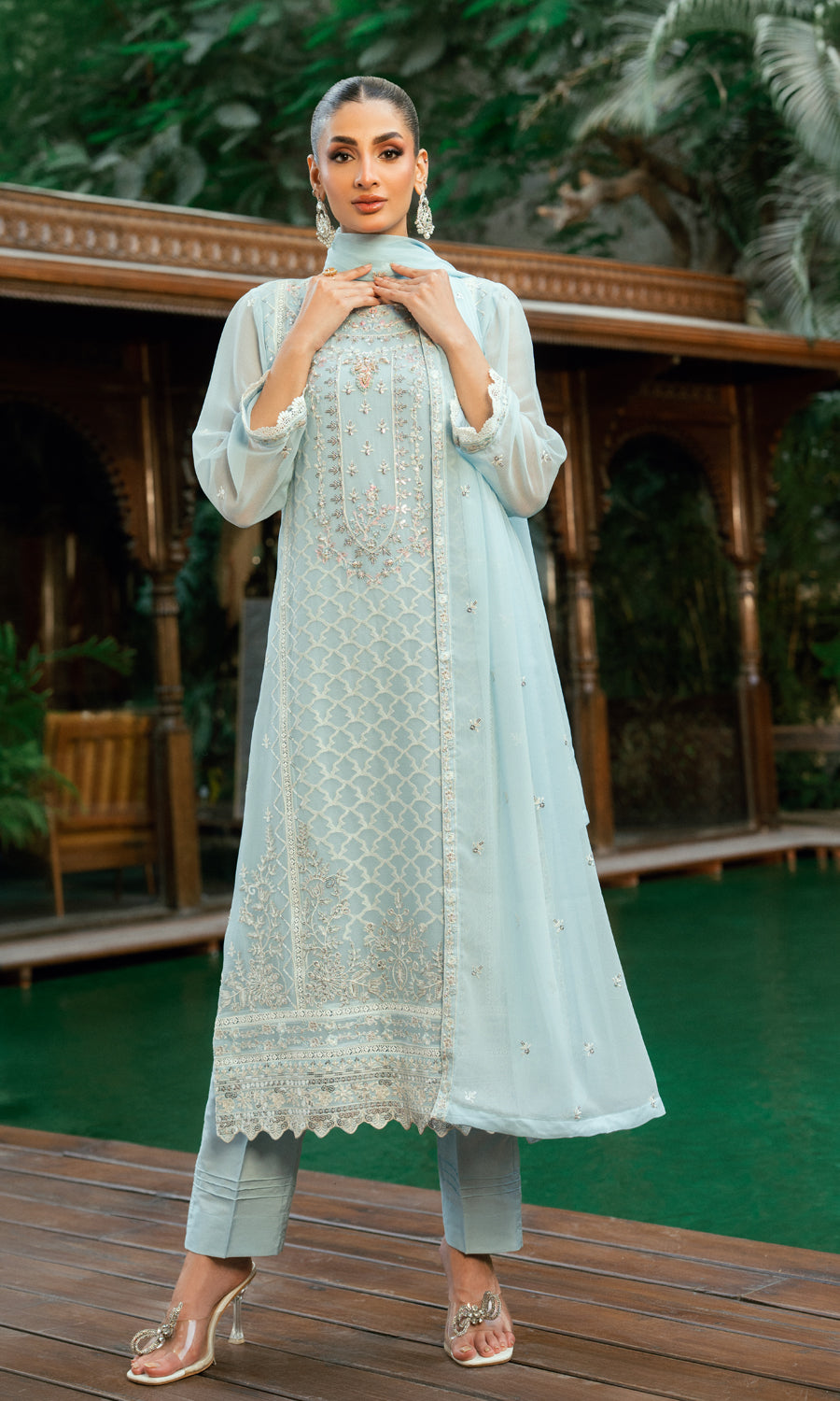 Morbagh By Shamooz Stitched 3 Piece Formals Collection'2025-Light Blue SEM-0840