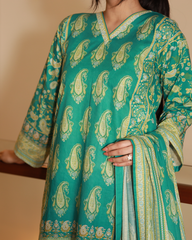 Chameli Studio-Teal Treasure Lawn Digital Print 3 Piece Unstitched Suit-WRTS-0012