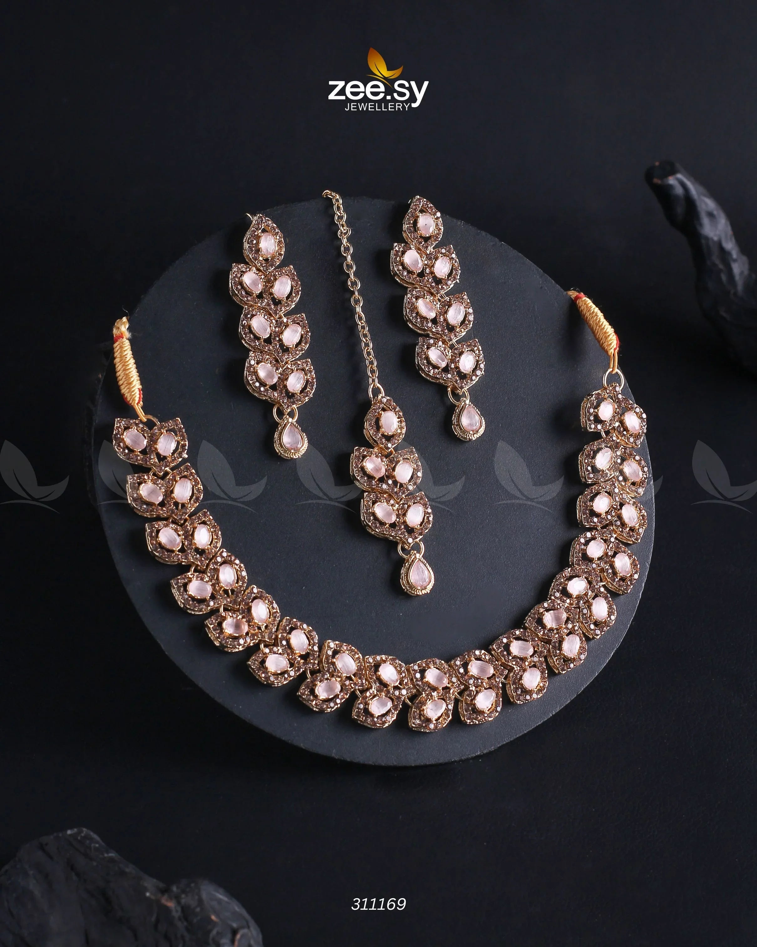 Elara Necklace Golden Mint Pink - Zeesy Jewellery