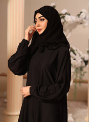 Black Nida Fabric Front Open Abaya