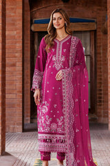 Kaavish By Farasha Unstitched 3 Piece Eid Festive Lawn Suit-07-Rosy Somber
