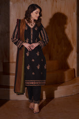 Aayra Stitched Winter Collection'2025-AY1143 - Smoky Black 3Pc