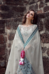 Gulmina Unstitched 3 Piece Luxury Lawn Vol-02 Suit-Grey Dusk Long Shirt With Trouser