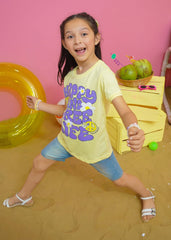Modest Stitched Summer Kids Collection'2024-Happy Life Graphic Tee - Lime