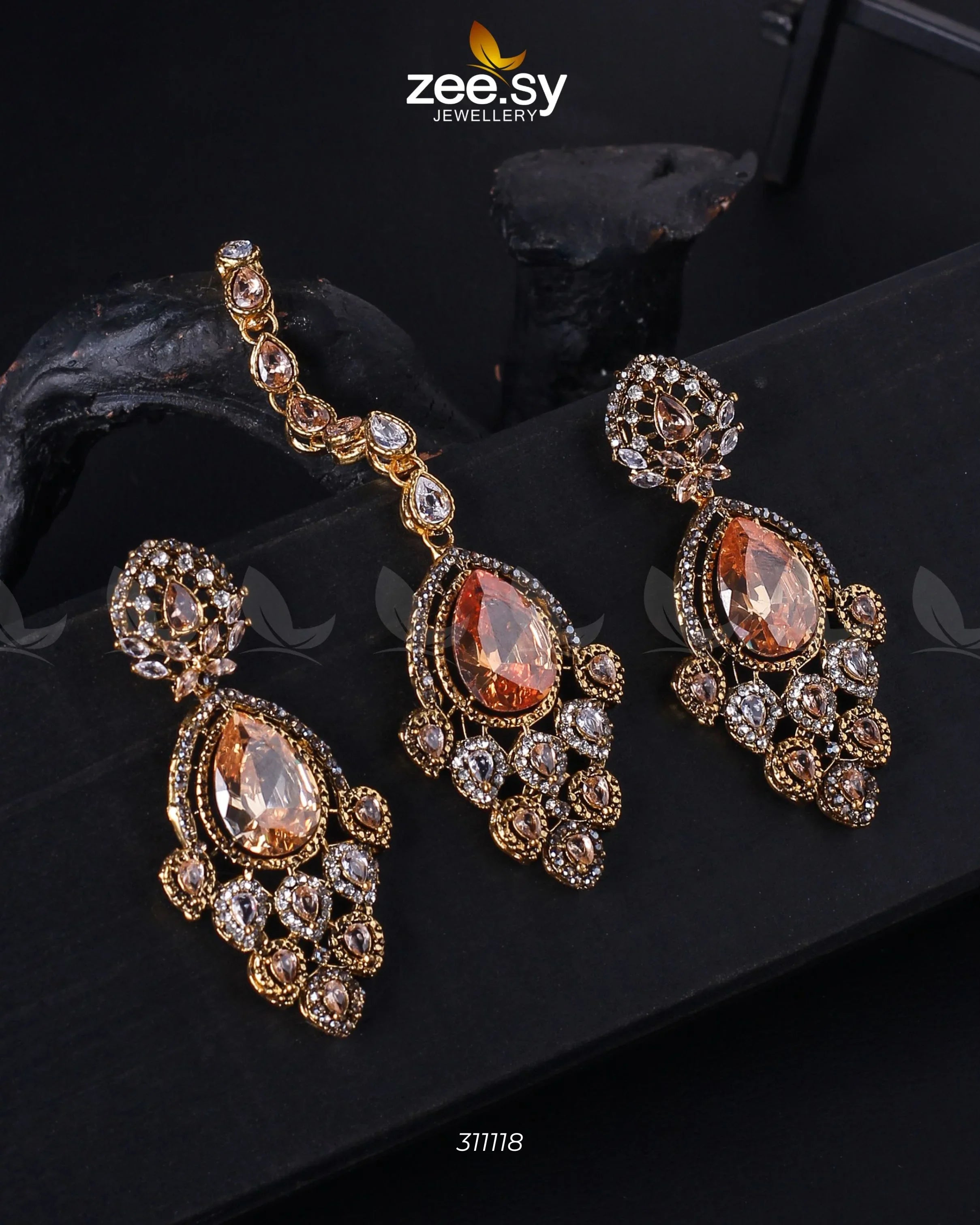Dangle Earrings Golden Champagne - Zeesy Jewellery