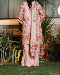 Chameli Studio-Peachy Mist Lawn Digital Print 3 Piece Unstitched Suit-WRTS-0015