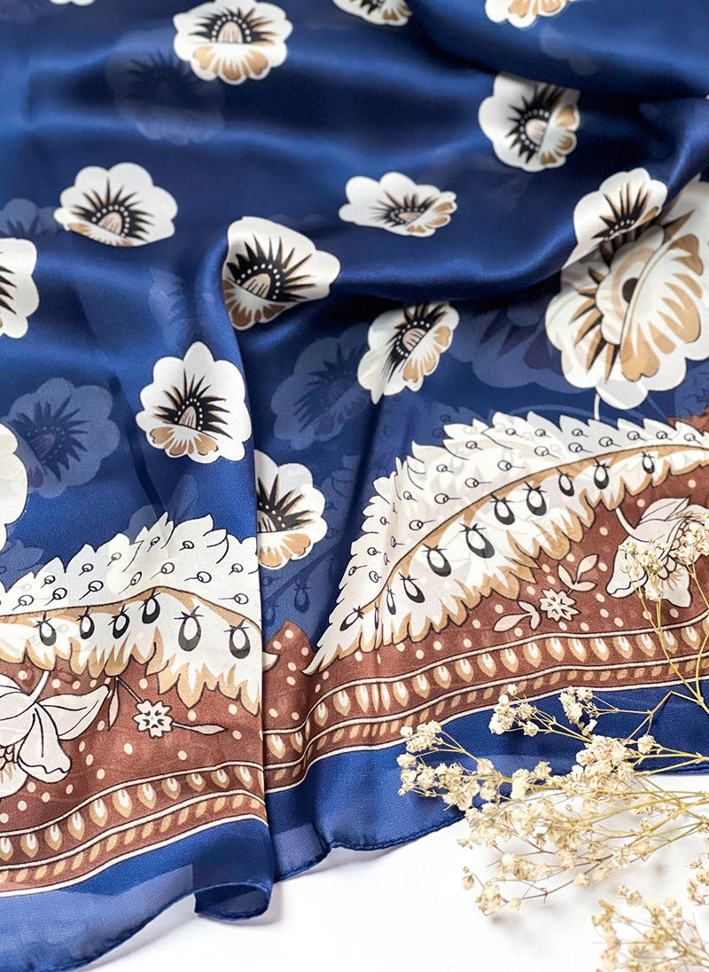 Hijab Ul Hareem Printed Hijabs-Blue