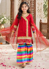 Mah e Noor By Modest Stitched 3 Piece Formals Collection-Red