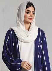 Hijab Ul Hareem Front Close Double Breast Zoom Fabric Blue Abaya (0122-P-712)