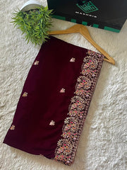 Mashrib Shawl Collection'2025-Maroon Embroidered Elegance