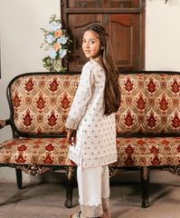 Kaanthaa Stitched 2 Piece Organza Jamawar Formals Kids Suit-Raj Hans Stitched (2-Piece)