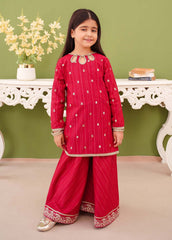 Modest Stitched 3 Piece Winter Edit Kids Suit-3 Piece Pink Khaddar Embroidered Suit