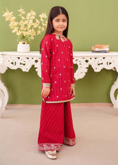 Modest Stitched 3 Piece Winter Edit Kids Suit-3 Piece Pink Khaddar Embroidered Suit