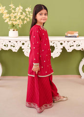 Modest Stitched 3 Piece Winter Edit Kids Suit-3 Piece Pink Khaddar Embroidered Suit