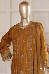 Bin Saeed Stitched 3 Piece Luxury Emb Lawn Vol-02 Suit-D-3015-MUSTARD