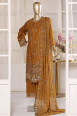 Bin Saeed Stitched 3 Piece Luxury Emb Lawn Vol-02 Suit-D-3015-MUSTARD