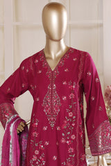 Bin Saeed Stitched 3 Piece Luxury Emb Lawn Vol-02 Suit-D-3017-MUSTARD