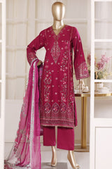 Bin Saeed Stitched 3 Piece Luxury Emb Lawn Vol-02 Suit-D-3017-MUSTARD