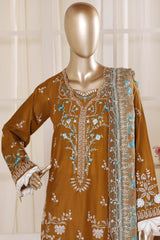 Bin Saeed Stitched 3 Piece Luxury Emb Lawn Vol-02 Suit-D-3020-MUSTARD